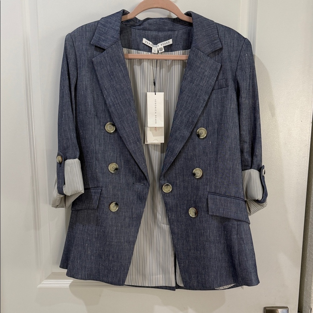 Veronica Beard Navy Double-Breasted Blazer